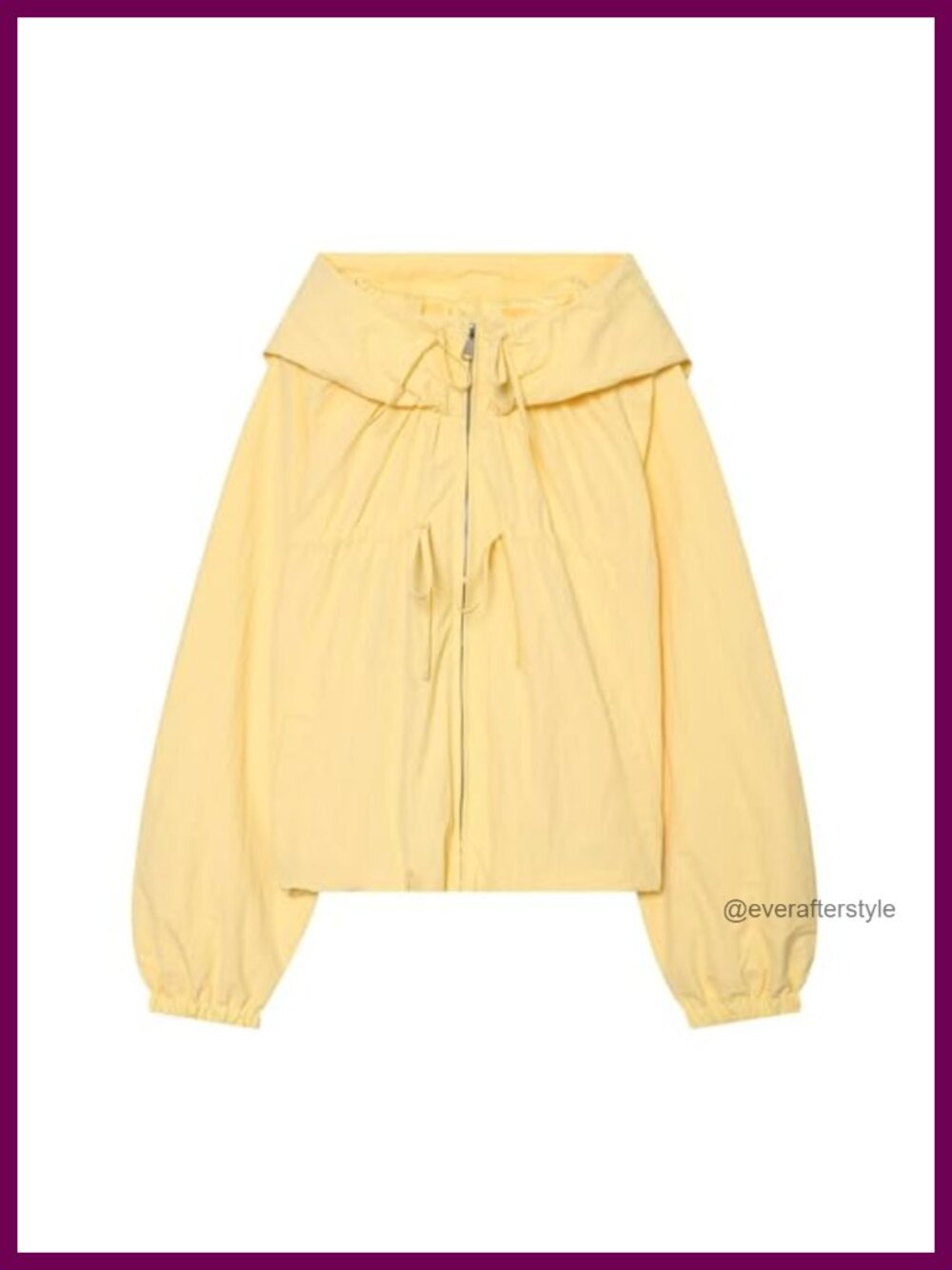 Chevara Gathered Hooded Jacket Bow Detail Loose Fit Drawstring Hem Pockets